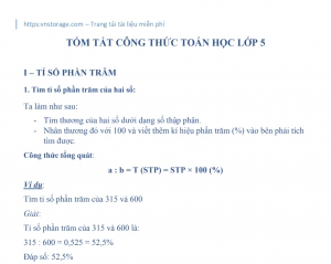 Tóm tắt công thức toán học lớp 5