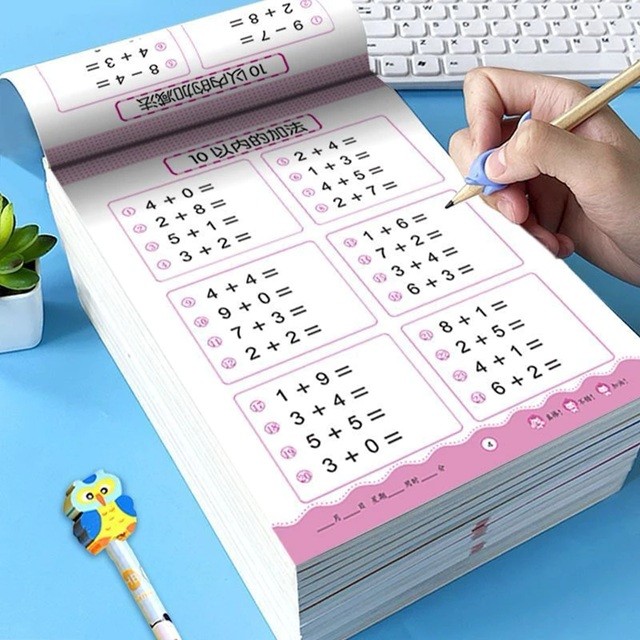 Sách - Bộ tập làm toán phép tính cộng trừ phạm vi 10/20/50/100 cho bé mầm non, lớp 1, lớp 2.