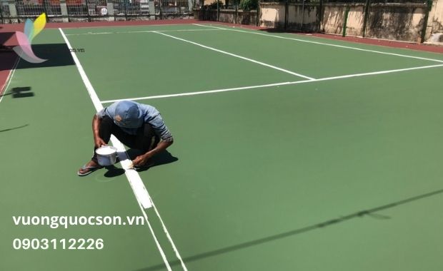 Thi Công Kẻ Vạch Cho Bề Mặt Sân Tennis
