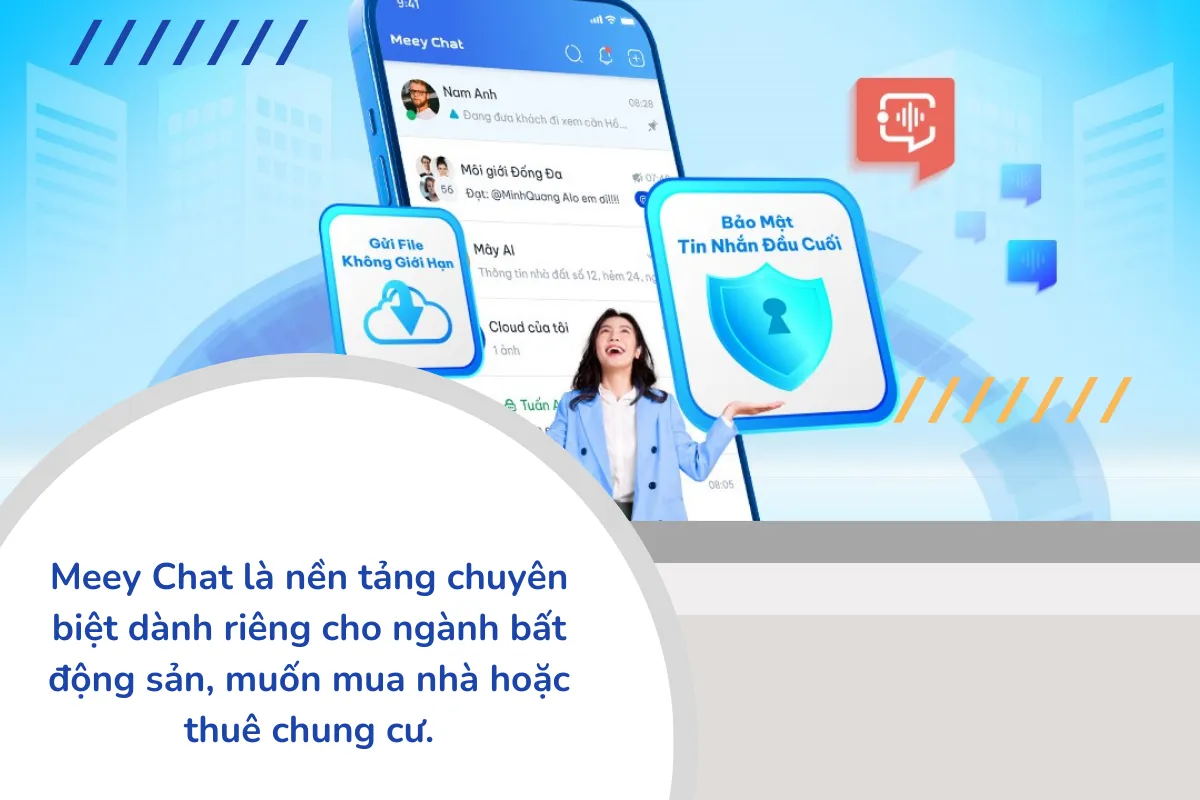 Meey Chat là nền tảng chuyên biệt dành riêng cho ngành bất động sản, muốn mua nhà hoặc thuê chung cư.