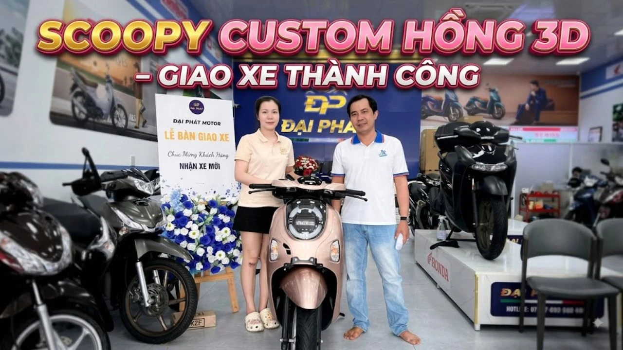 Scoopy Custom Hồng 3D, giao xe thành công tại Đại Phát Motor Đồng Tháp