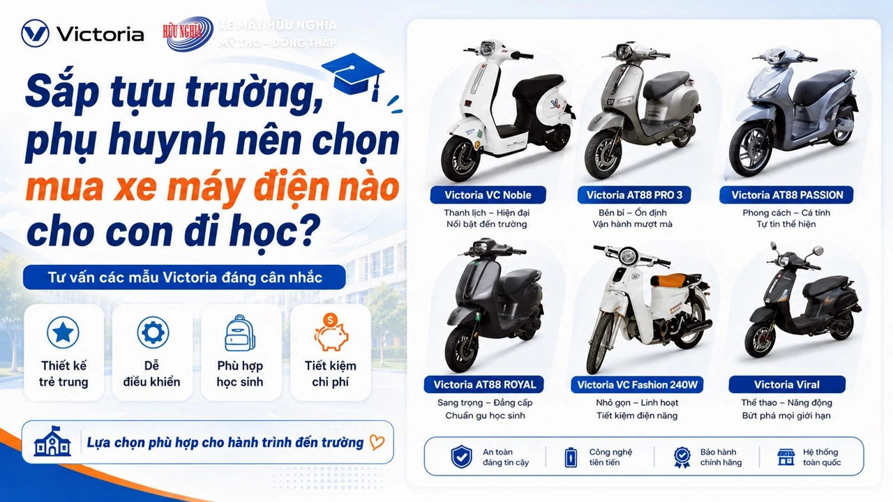 Sap tuu truong phu huynh nen chon mua xe may dien nao cho con di hoc Tu van cac mau Victoria