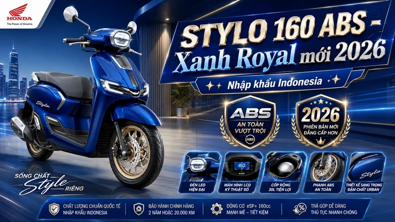 Honda Stylo 160 ABS Xanh Royal 2026 %E2%80%93 xe tay ga nhap Indonesia danh cho nguoi thich dep manh va khac biet
