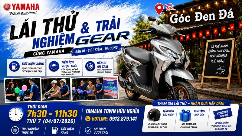 Yamaha Town Huu Nghia tran trong kinh moi quy anh chi den tham du chuong trinh Lai thu Trai nghiem Yamaha Gear 125 Hybrid 1