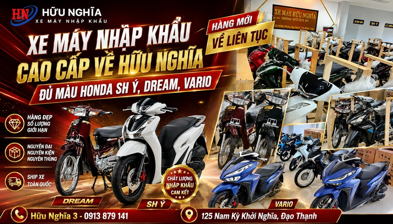 Honda SH Y Honda Dream va Honda Vario voi nhieu phien ban mau sac ve Trung Tam Huu Nghia