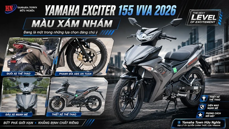 Yamaha Exciter 155 VVA 2026 mau xam nham dang la mot trong nhung lua chon dang chu y
