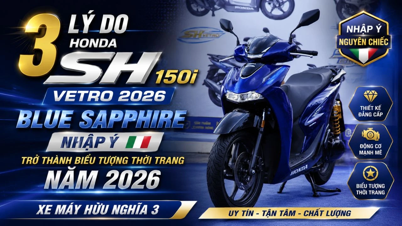 Honda SH150i Vetro 2026 Blue Sapphire Nhập Ý