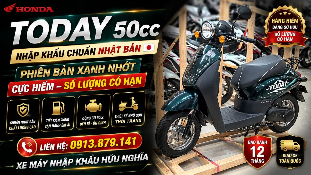 Honda Today 50cc màu xanh nhớt nhập khẩu