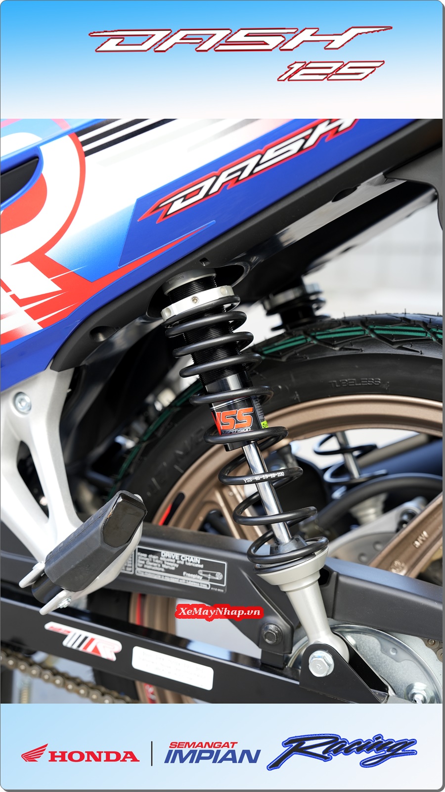 Honda Dash 125 Racing mau xanh trang Custom by Cub House 8