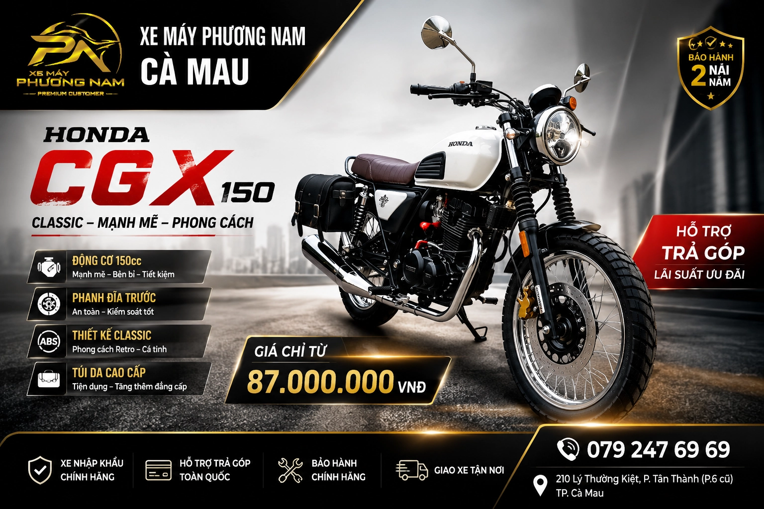 🚨 Honda CGX 150 – Mẫu xe Retro có tại cửa hàng xe máy phương nam cà mau